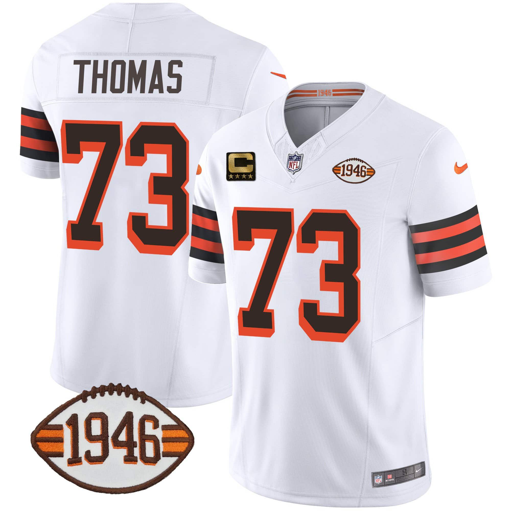 Men Cleveland Browns #73 Thomas White 1946 75th Anniversary Patch 2024 Nike NFL Jersey